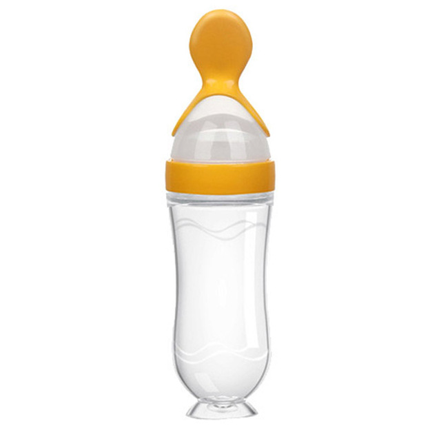 Newborn Baby Feeding Bottle 90ml Silicone Squeeze Spoon Milk Bottle Baby Training Nutrition Supplement