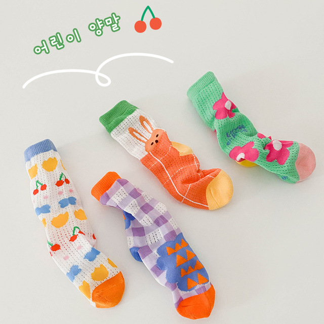 MILANCEL 2022 Summer Baby Socks Children Mesh Socks Girls Floral Socks Boys Socks