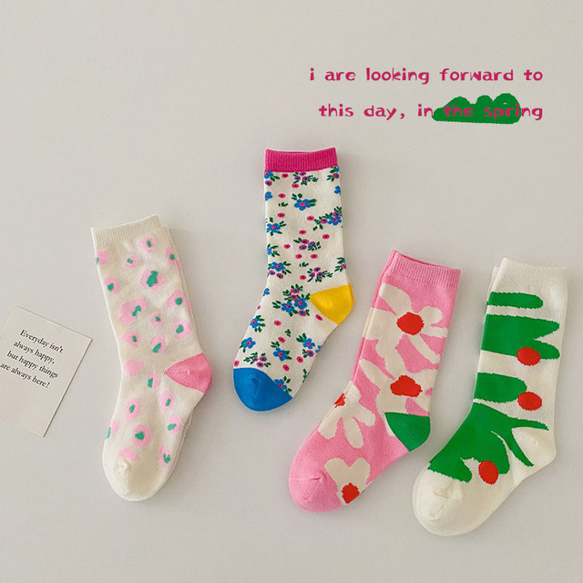 MILANCEL 2022 Spring New Kids Socks Floral Girl Sock Cotton Casual Girls Socks Korean Children Socks