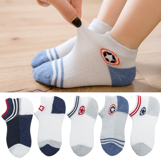 Soft Cotton Children Socks Cute Cartoon Casual Boys Socks Thin Mesh Summer 5pairs/lot Kids Socks Sport Baby Boy Socks 1-12 Years