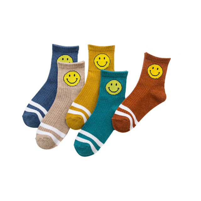 Cotton Kids Socks Autumn Winter Cute Smiley Happy Boys Girls Socks Cute Cartoon Newborn Infant Baby Socks 1-12 Years