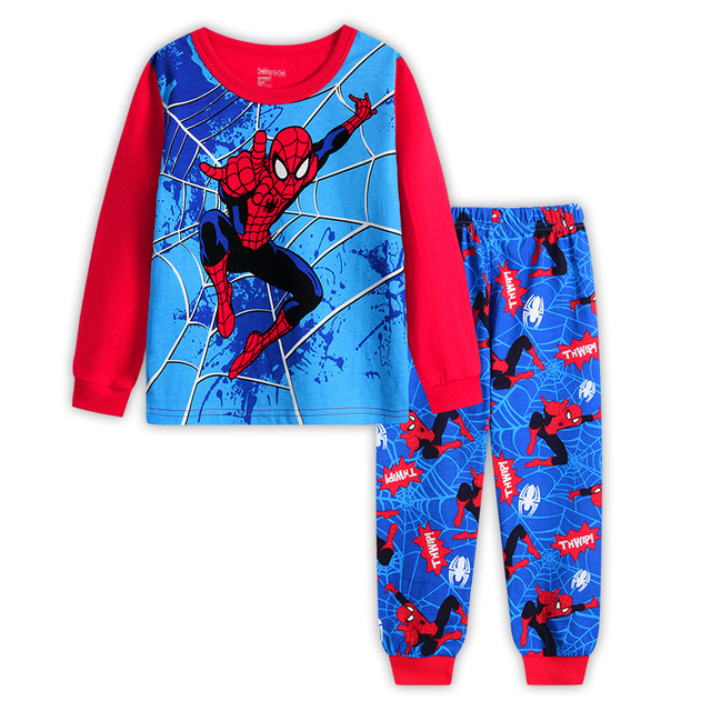 New Spring Autumn Children's Clothing Sets Boys Sleepwear Kids Clothes Spider Pajamas Set Baby Girls Cotton Cartoon Cars Pajamas