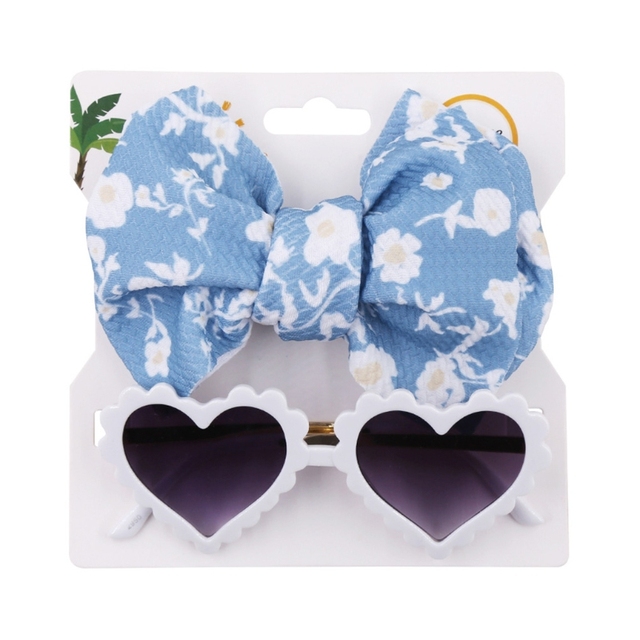 2pcs Newborn Photography Props Sunglasses Headband Set Baby Infant Photo Hair Band Glasses Sunglasses Kit