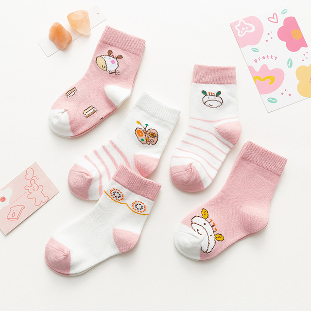 5pairs/lot Autumn Winter Children Cartoon Bear Socks Baby Cute Trendy Cotton Print Socks Comfortable Girls Boys Sports Socks Hot