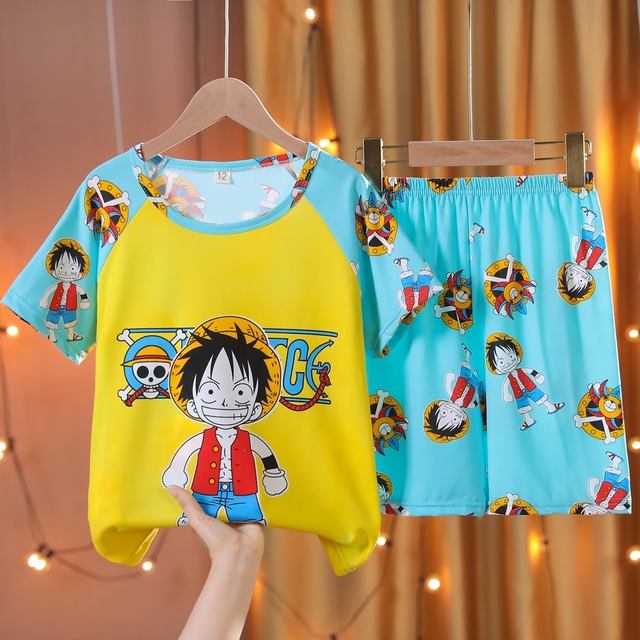 Doraemon Kids Pajamas Tops Pant Summer Cartoon Sleepwear Set Boys Girls Baby Clothes Pajamas Short Sleeve T-shirt Pajamas Suit