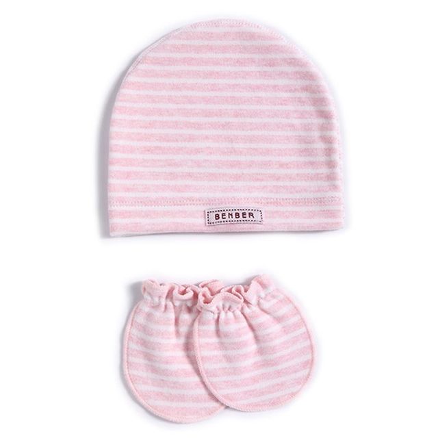 2pcs/set Simple Newborn Baby Newborn Hat Glove Set Soft Cotton Kids Infant Anti-scratch Gloves Hat Gifts