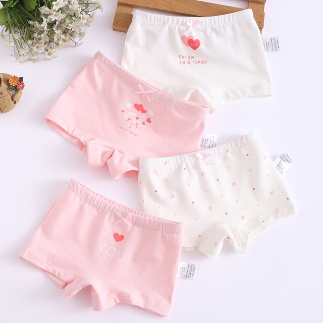 Girls Panties Kids Cotton Underwear Children Briefs Clouds Love Crown Carrots Umbrella Cartoon Short 4pcs/lot