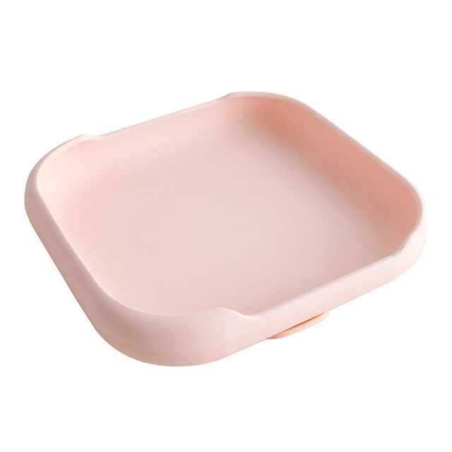 Baby Feeding Silicone Dinner Plate Square Tray With Suction Cup Food Grade Silicone Kids Tableware Waterproof Baby Plate