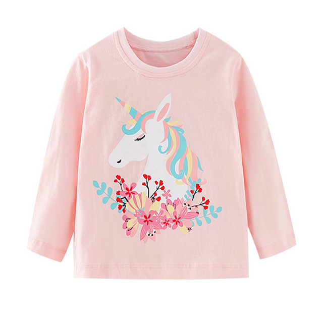 Little maven baby girls T-shirt long sleeve cotton soft autumn clothes lovely flower and fox for baby girls kids 2 to 7 years