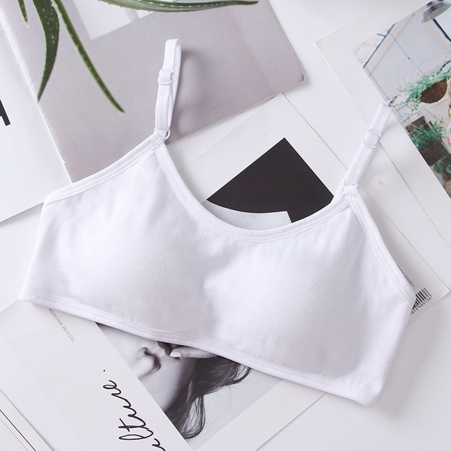 12-18Y Cotton Girls Bra Teenage Underwear Kids Sports Bra Adjustable Bra with Chest Pad Kids Seamless Bralette Puberty Clothes