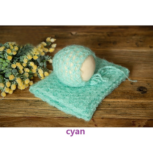 Newborn Photography Accessories Knitted Fleece Blanket Newborn Hat Newborn Photography Props Photo Studio Accessories