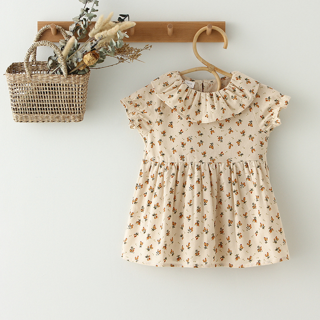 Baby Girl Romper Floral Linen Cotton Short Sleeve Newborn Girl Dress Jumpsuit Infant Clothes Baby Girl Summer Clothes