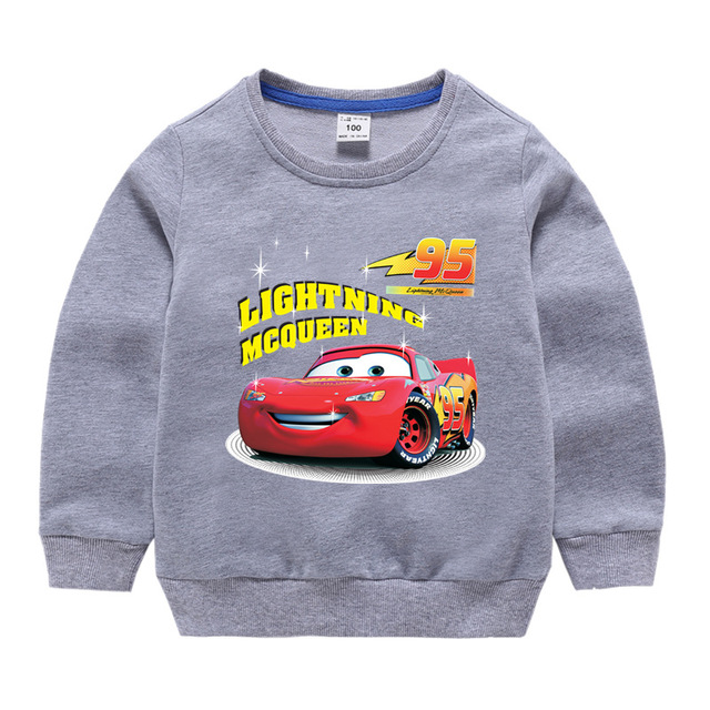 Autumn Children Girls Clothes Cartoon Lightning McQueen Cars Printed Long Sleeve Sweatshirt Casual Teenagers Boys Tops