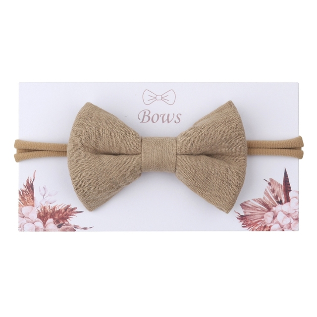 Baby Girls Elastic Bow Headband Soft Cotton Solid Color Fashion Princess Bowknot Hair Band Newborn Toddler Kids Headwear Hair AC