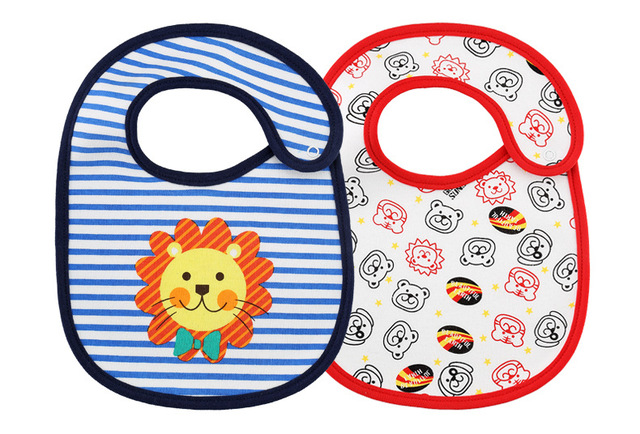 2pcs/lot infant new cartoon animal pure cotton absorbent comfortable baby bib boys and girls soft three-layer saliva towel