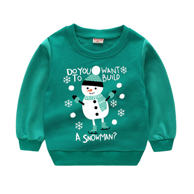 Christmas Children's Clothing Boys Girls Sweater Long Sleeve Sweatshirts Pullover Tops Cartoon Santa Snowman Print