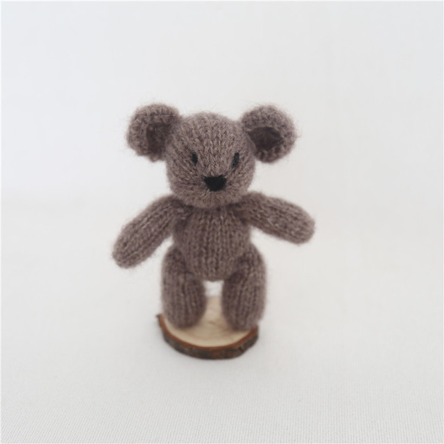 Newborn Teddy Bear Knit Mohair Animal Stuffer Photography Props Crochet Baby Photo Shoot