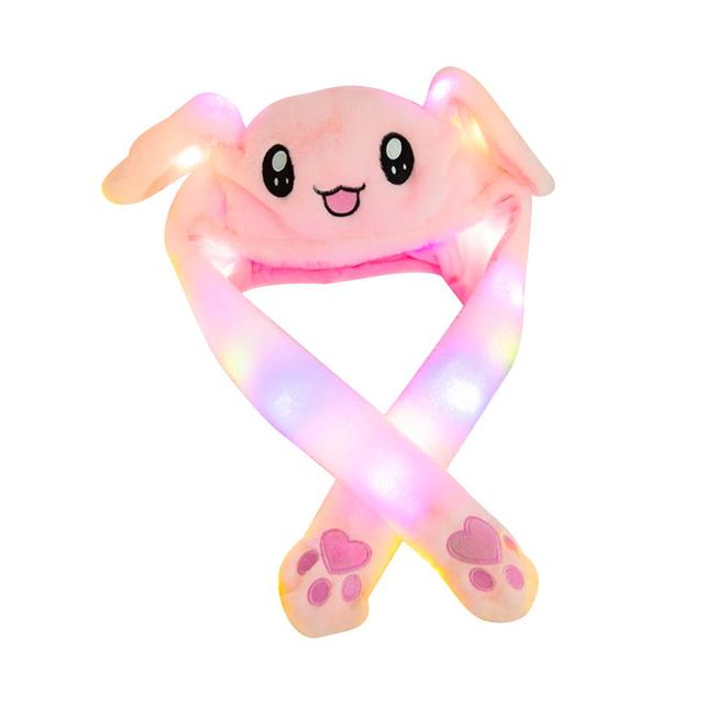 Lovely Luminous/No Light Plush Rabbit Hat Funny Play Toy Up Down Moving Rabbit Ears Air Cushion Toy Hat Girlfriend Kids Gifts 1pc