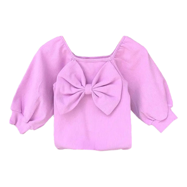 Spring Autumn Kids Girl T-shirt Children Girls Bow Casual Top Sweet Baby Clothes Toddler Long Sleeve Fashion Top