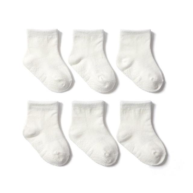 Boys and Girls 6 Pairs Socks 0-6 Years, Cotton, Kids, Non Slip, Short Cut, Elastic Grips, Four Seasons