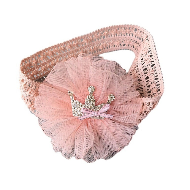 Infant Baby Hair Band Rhinestone Crown Headdress Baby Girl Mesh Elastic Headband Turban QX2D