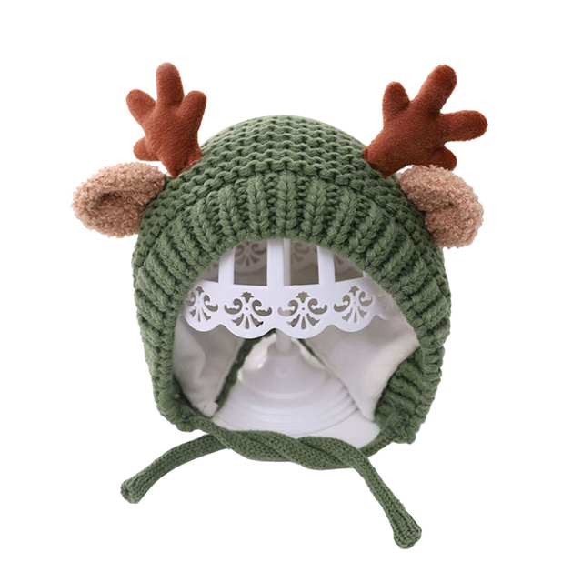 Cute Deer Elk Antlers Baby Hat Winter Warm Plush Knitted Ear Warmer Children Hat Bonnet Boys Girls Beanie Hat Christmas Hats