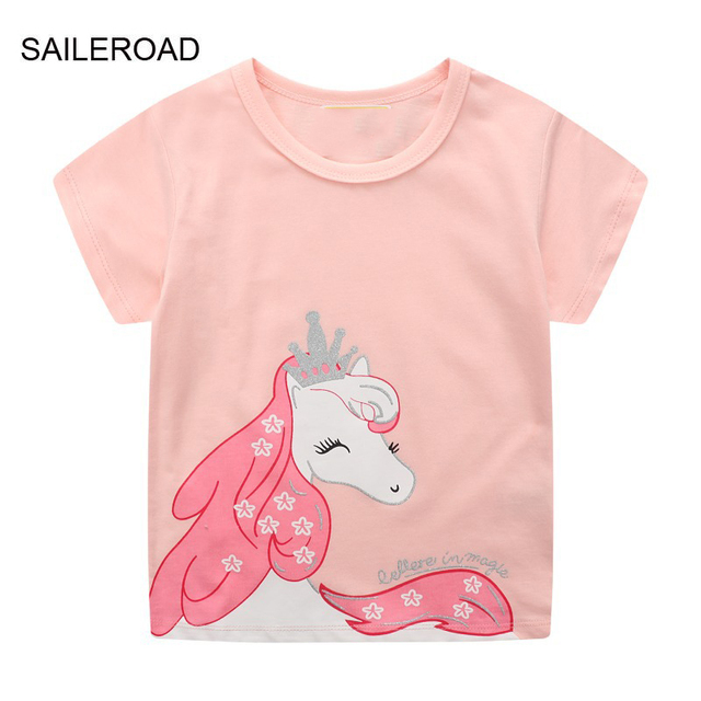 Seieroad Summer T-shirt Cotton Short Sleeve T-shirt Cartoon Dinosaur T-shirt Kids T-shirt Baby Girls Boys Kids Tops