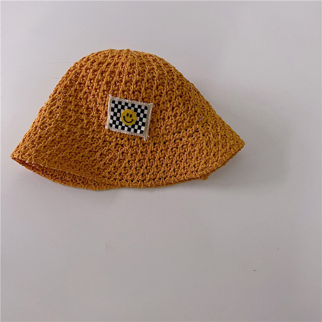 MILANCEL 2022 summer children smiley icon knitted hat sun protection bucket hat