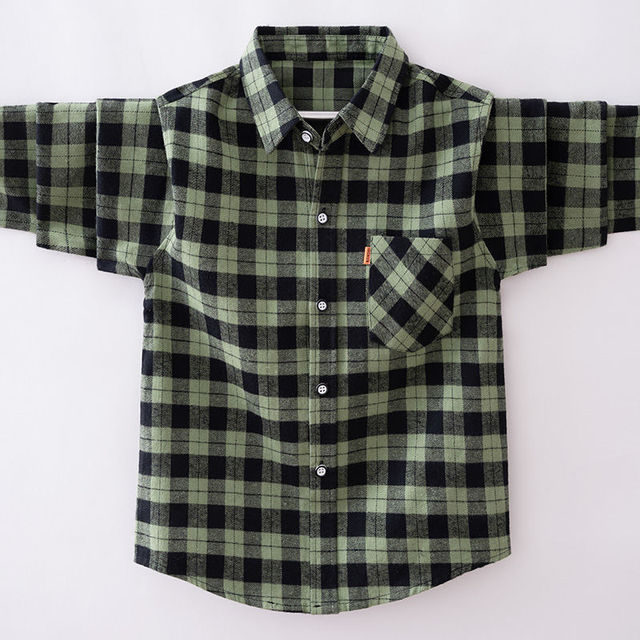 2022 New High Quality Boys Casual Long Sleeve Plaid Button Down Shirt Classic Casual Shirt For Kids (6-16 Years)