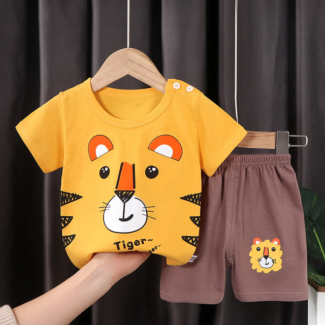 Seieroad Children's Summer Clothes Dinosaur Boys Cartoon T-shirt T-shirt + Pants Kids Clothes Short Sleeve Teenage Clothing Set Tracksuit