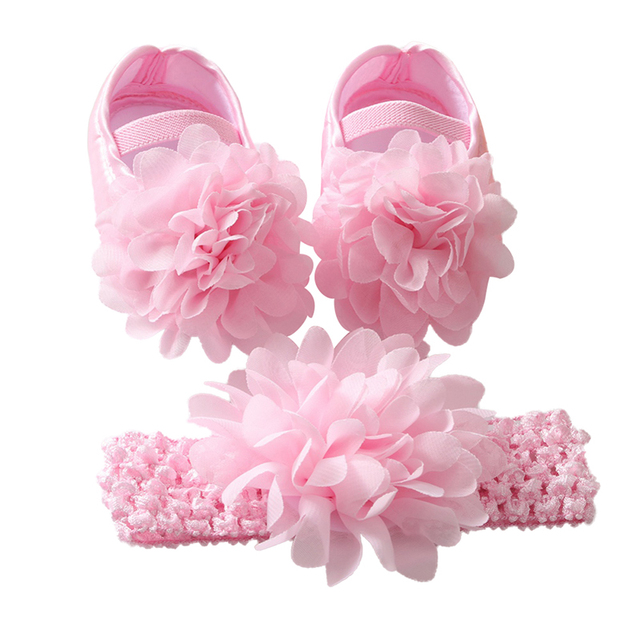 Etosale Cute Baby Walking Shoes 0-18M Newborn Baby Girls Shoes + Headband Set Infant Soft Sole Bowknot Princess First Walkers