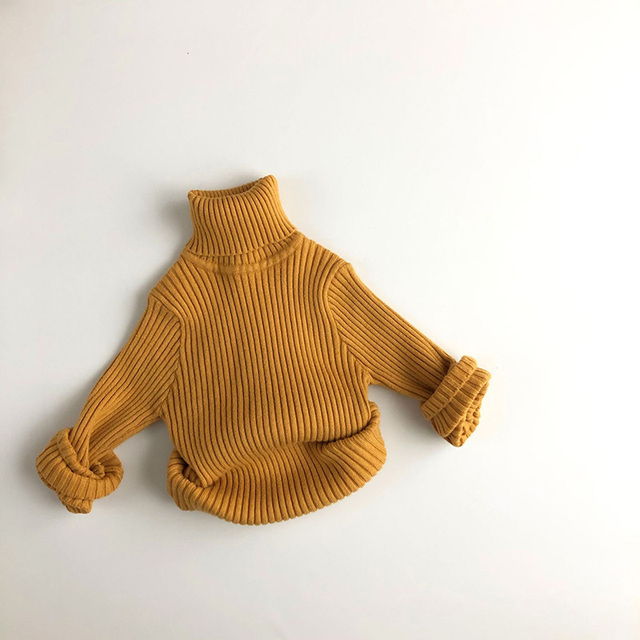 MILANCEL 2021 Kids Solid Sweaters Girls Sweaters Brief Style Boys Pullover Turtleneck Boys Knitwear