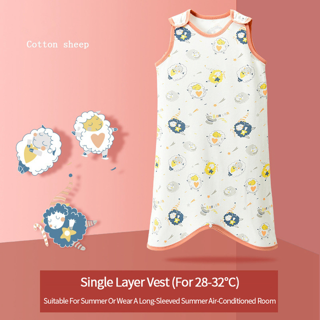 Summer Baby Sleepers Kids Sleeveless Vest for Boys Girls Pajamas Children Sleeping Bag Anti-kick Cartoon Baby Sleeping Bags