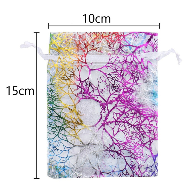 100pcs/lot Colorful Organza Drawstring Bags Pouch Bag Jewelry Packaging Bags Wedding Gift Bags