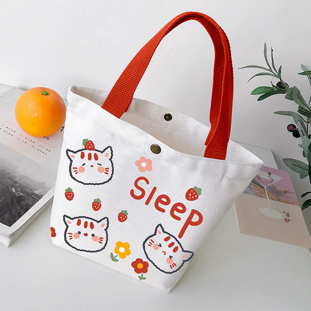 Shopper Storage Organizer Tote Bag Canvas Lunch Bags For Women Eco Reusable Shopping Bags With Handle Anime Tote Cartoon