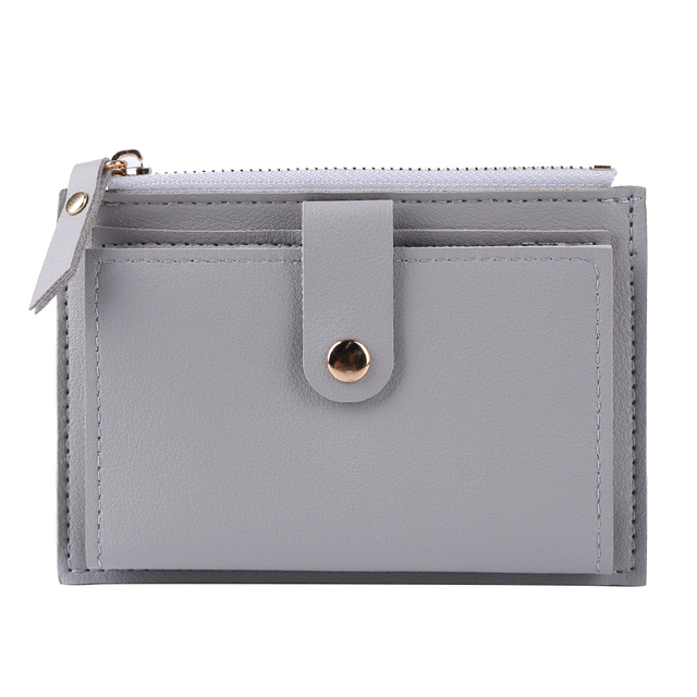 Fashion Women Solid Color Credit Card ID Card Multiple Slot Card Holder Ladies Casual PU Leather Small Coin Purse Pocket Wallet