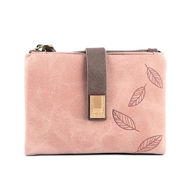 Engraved Leaves Small Wallet Women Wristlet Brand Women Purse Soft Pu Leather Ladies Wallet Card Holder Mini Girl Purse Clutch