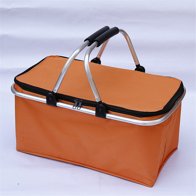 Portable Folding Picnic Camping Lunch Bags Insulated Cooler Bag Cool Hamper Storage Basket Picnic Basket