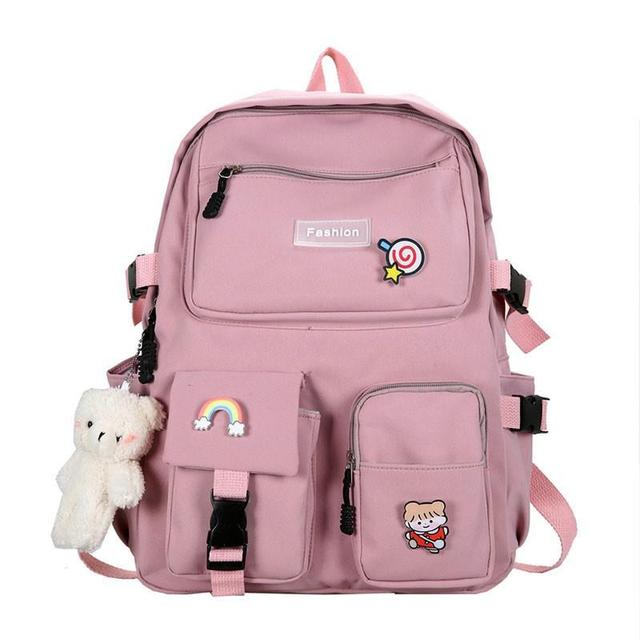 Kawaii Doll Girl School Bag Korean Version Casual Women Backpack Large Capacity Girls Backpacks All-match Woman Bag 2022