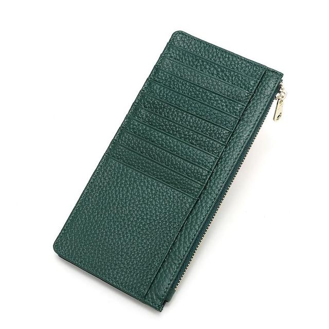 Simple Ultra-thin Coin Purse Ladies Leather Long Zip Wallet First Layer Cowhide Large Capacity Card Holder Wallet