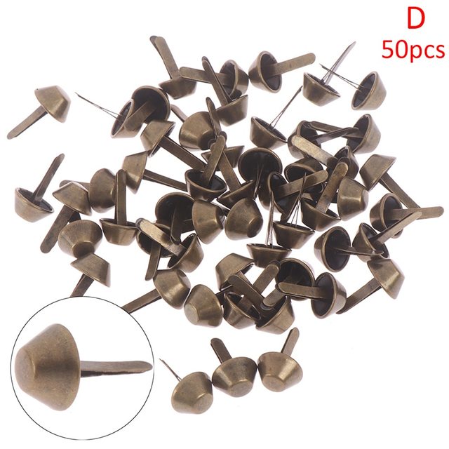 50pcs Punk Rock Rivets 12mm Metal Crafts Purse Feet Rivets Studs Pierced For Purse Handbag Leather Bag DIY Accessories