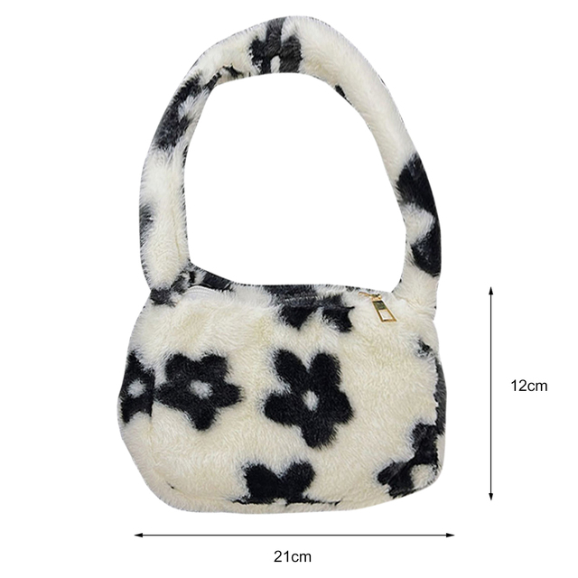 Women Shoulder Bags Soft Warm Plush Handbags Autumn Winter Fluffy All-Match Phone Evening Bags Ladies Top-Handle Bag