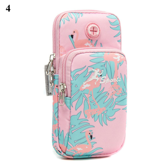 Mobile Phone Arm Bag Flamingo Flower Print Outdoor Sports Running Armband Handbag Holder Bag Gym Pouch for iPhone 12 11 Pro Max