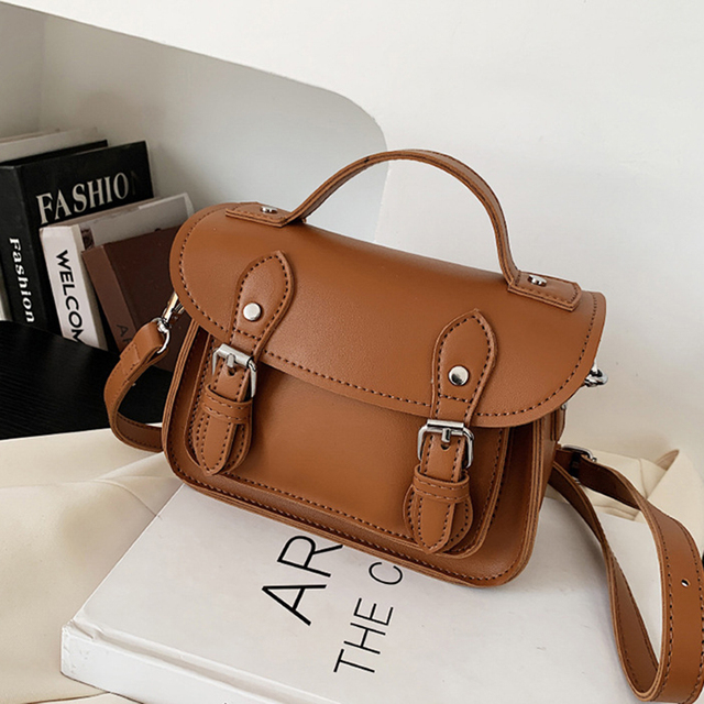 Vintage Messenger Bag Women Buckle Flap Small Shoulder Bag Luxury Brand Crossbody Bag PU Leather New Designer Female Bag