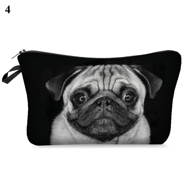 3D Pug Dog Printed Cosmetic Bags Dogs Cute Pattern for Makeup Bag Organizer Necessities Women Travel Woman Small Handbag