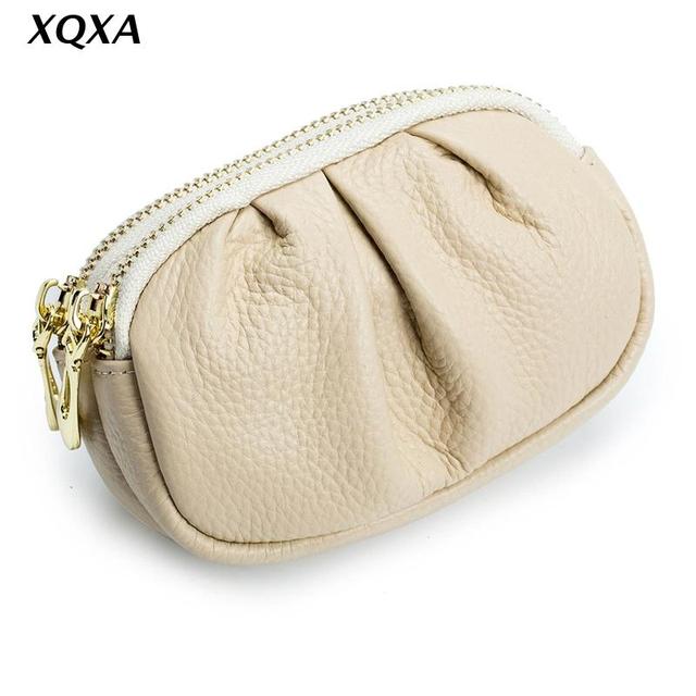 X7YA Women's Leather Wallet Double Zipper Pocket Earphone Credit Card Holder Lady Wallet