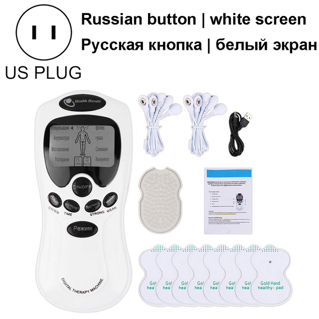 8-Mode Electric Tens Muscle Stimulator Ems Acupuncture Facial Body Massager Digital Therapy Herald Electric Massager