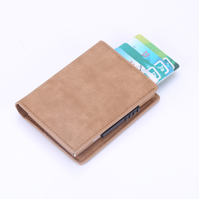 Men's Wallet Pop Up Rfid Cards Wallet Leather Slim Thin Wallet Male Short Money Wallet Smart Small Black Magic Wallet