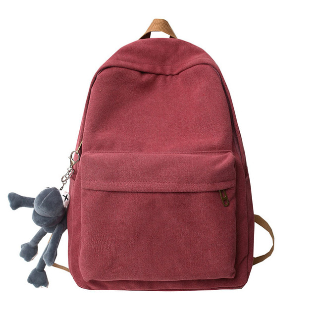 Fashion Canvas Women School Bags School Bags For Teenage Girls High Quality Solid Color Backpack Women Travel Book Bag