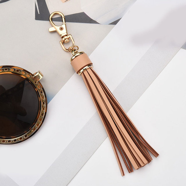 Fringe PU Leather Tassel Keychains Rhodium Key Holder Metal Key Charm Key Ring Bag Auto Car Pendant Hot Sale Jewelry